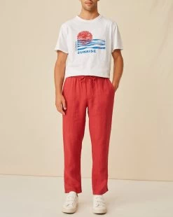Pantalon Dante Rouge 100% Lin - Homme