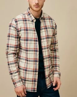 Chemise Lelio Carreaux Ecru - Homme -Vêtements De Mode 2H220219 05O D