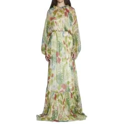 Robe Gucci Silk Printed Midi - Vert - Femme