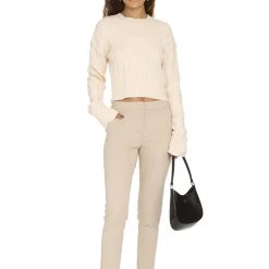 Pull Sportmax Cotton Cropped - Beige - Femme