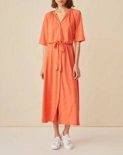Robe Idalina Orange 100% Lin - Femme -Vêtements De Mode 3E230102 042 A
