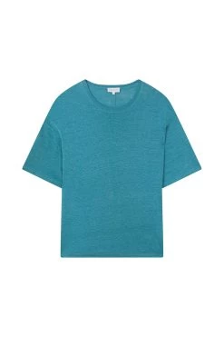 Tee Shirt Idaline Bleu 100% Lin - Femme