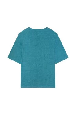 Tee Shirt Idaline Bleu 100% Lin - Femme -Vêtements De Mode 3E230103 044 A