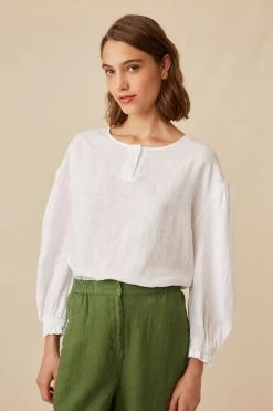 Blouse Eliona Blanc 100% Lin - Femme