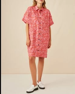 Robe Eleana Rouge 100% Lin - Femme