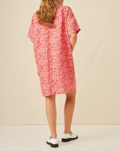 Robe Eleana Rouge 100% Lin - Femme -Vêtements De Mode 3E230216 03K D