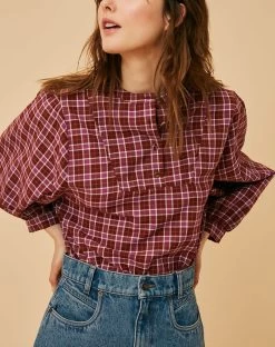 Blouse Sonia Carreaux Mauve - Femme