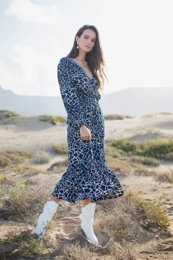 Babett Midi Dress - Marble Blue -Vêtements De Mode AW22 Folk PoppyField 2