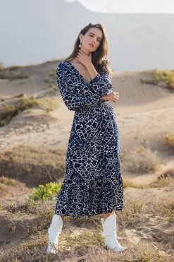Babett Midi Dress - Marble Blue -Vêtements De Mode AW22 Folk PoppyField 8