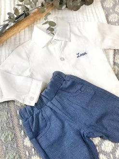 Chemise & Pantalon Le Chic - Bleu/Blanc - À Personnaliser