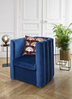 Fauteuil Frida En Velours - Bleu Nuit