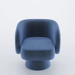 Fauteuil Salma - Bleu Marine -Vêtements De Mode Fauteuil salon confort velours Salma bleu