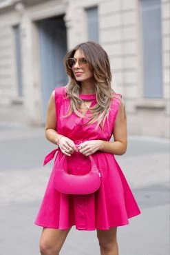 Robe Col Rond Rose