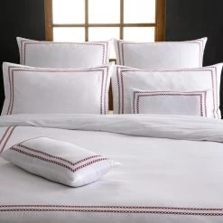 Parure De Lit Satin : Housse De Couette + Taie(s) D'Oreiller - Blanc/Terre