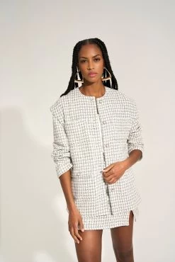 Veste Oversize Pied De Poule -Vêtements De Mode Look10 0036