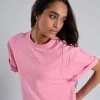 T-Shirt Droit Nervuré Rose -Vêtements De Mode NOMADIYA3327