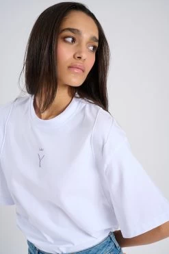 T-Shirt Droit Nervuré Blanc -Vêtements De Mode NOMADIYA3354