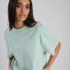 T-Shirt Droit Nervuré Vert -Vêtements De Mode NOMADIYA3391