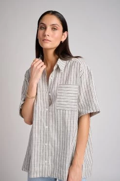 Chemise Rayée Bleue Marine -Vêtements De Mode NOMADIYA 20428
