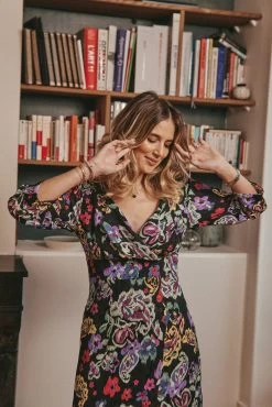 Robe Maya - Kashmir Noir -Vêtements De Mode PAUEME I ROBE I Robe Maya Kashmir Noir 1678289251