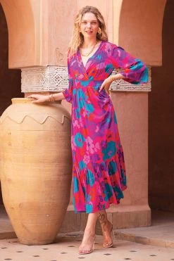 Inoa Midi Dress - Baby Flow Fuchsia