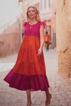 Anya Maxi Dress - Orange Fuchsia -Vêtements De Mode Poppy SS23 5