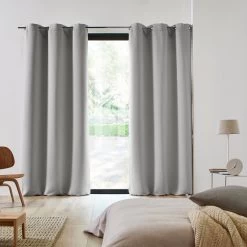 Lot De 2 Rideaux Occultants À Oeillets Blackout Gris Moyen