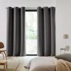 Lot De 2 Rideaux Occultants À Oeillets Blackout Gris Foncé -Vêtements De Mode Rideau occultant a oeillets BLACKOUT G8 1