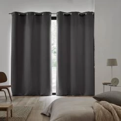 Lot De 2 Rideaux Occultants À Oeillets Blackout Gris Foncé -Vêtements De Mode Rideau occultant a oeillets BLACKOUT G8 3