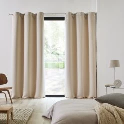 Lot De 2 Rideaux Occultants À Oeillets Blackout Beige Clair