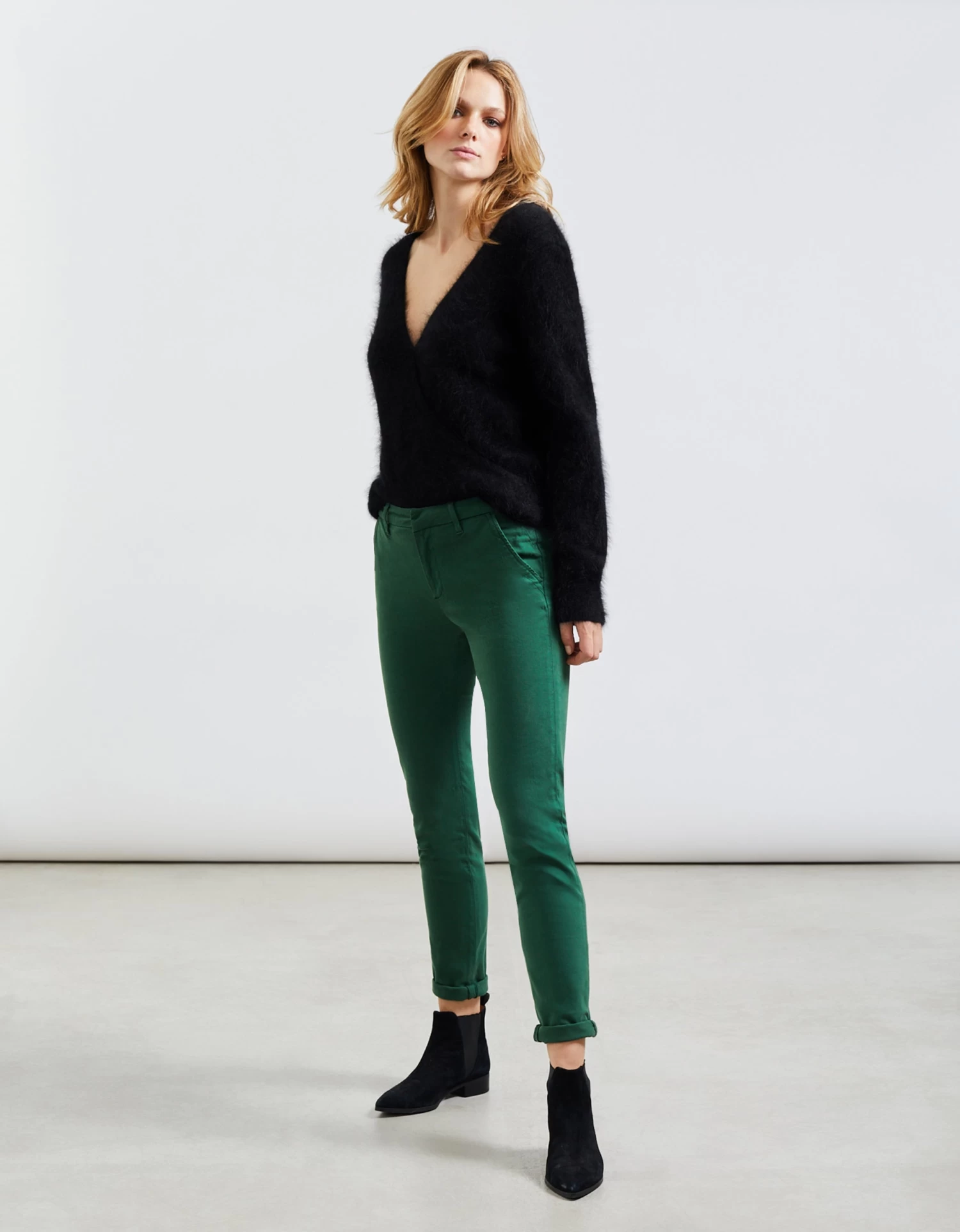 Reiko Pantalon Chino Sandy 2 Basic - English Green - Femme