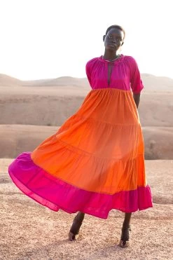 Emiri Maxi Dress - Orange Fuchsia