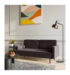 Canapé 2 Places Giulia En Velours - Brun Foncé