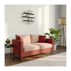 Canapé Carthage Bicolore 2 Places En Velours - Rose