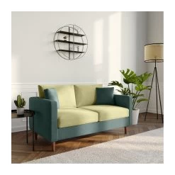 Canapé Carthage Bicolore 2 Places En Velours - Vert