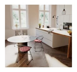 Chaise Métal Noir Et Velours Joane - Rose Vintage