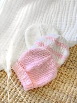 Bonnet De Naissance Le Poussin - Rayé Rose/Blanc - À Personnaliser