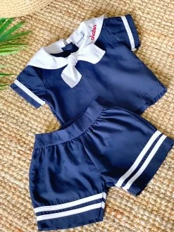 Blouse & Short La Vedette - Bleu Marine - À Personnaliser -Vêtements De Mode ensemble la vedette bleu marine ensembles maison pioline 410914