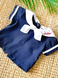 Blouse & Short La Vedette - Bleu Marine - À Personnaliser -Vêtements De Mode ensemble la vedette bleu marine ensembles maison pioline 894484