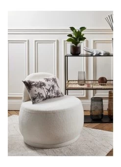 Fauteuil Dalya En Tissu Effet Laine Bouclée - Ecru