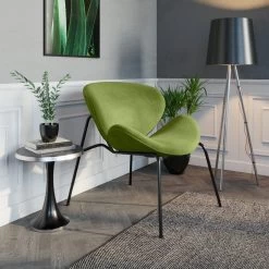 Fauteuil En Velours Malaga - Vert Olive