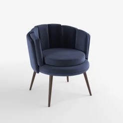 Fauteuil Jill En Velours - Bleu Nuit -Vêtements De Mode fauteuil jill en velours bleu nuit 727636