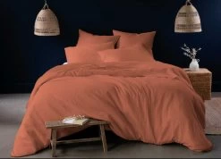 Housse De Couette Gaze De Coton - Terracotta