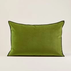 Housse De Coussin Dario Olivine Et Bourdon Noir