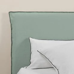 Housse De Tête De Lit Nino - Vert De Gris Et Feston Noir