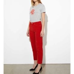 Reiko Jean Highwaist Cropped Milo Velvet - Terracotta - Femme -Vêtements De Mode jean highwaist cropped milo velvet terracotta 250594