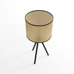 Lampe À Poser En Rotin Et Métal Catania - Noir -Vêtements De Mode lampe a poser en rotin et metal catania noir 334709