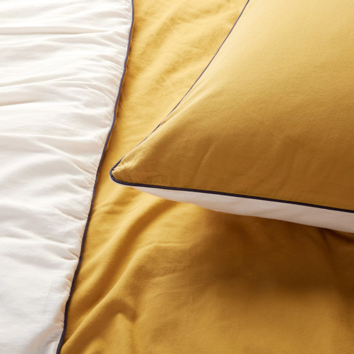 Lot De 2 Taies D'Oreiller Aden Sable Blanc Et Moutarde 3 Lot De 2 Taies D'Oreiller Aden Sable Blanc Et Moutarde