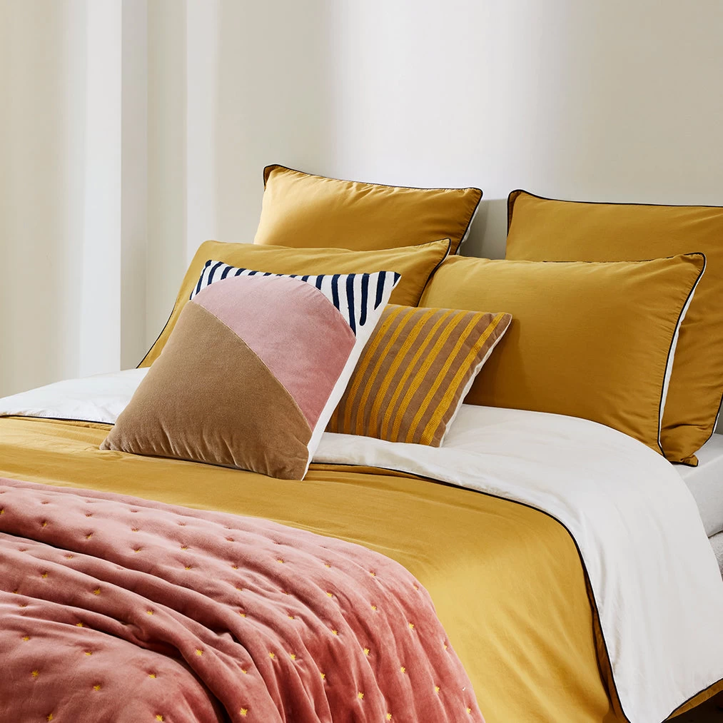 Lot De 2 Taies D'Oreiller Aden Sable Blanc Et Moutarde 9 Lot De 2 Taies D'Oreiller Aden Sable Blanc Et Moutarde – Image 7