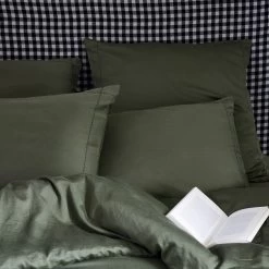 Lot De 2 Taies D'Oreiller Anouk - Kaki Et Point Sellier Noir